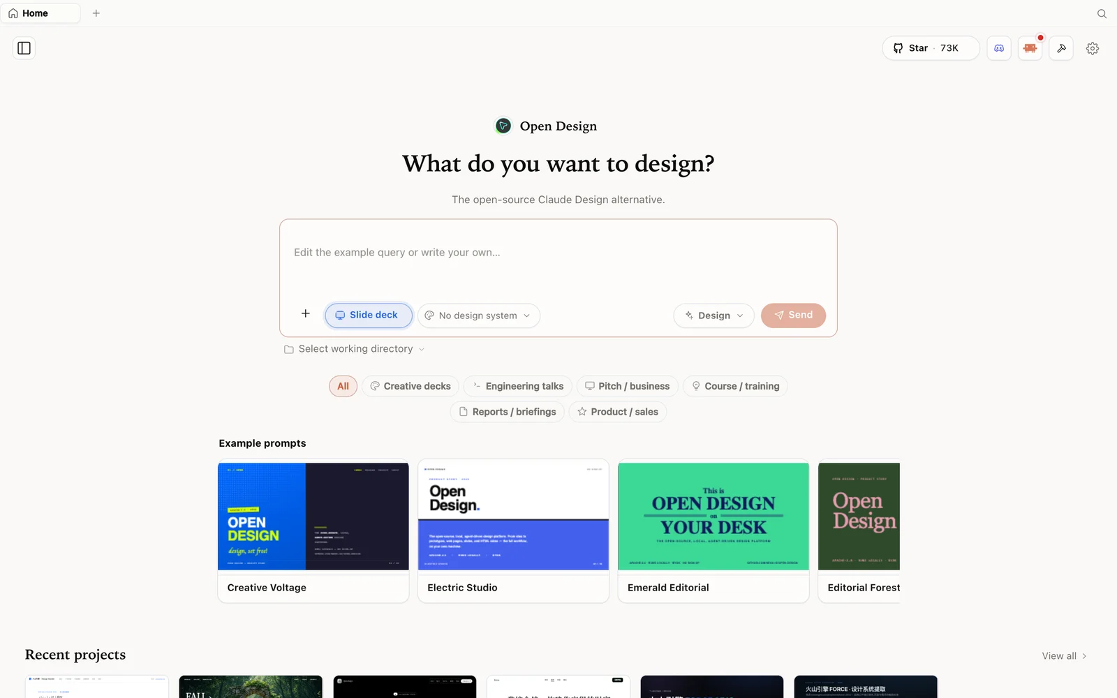 Slide-deck mode in NEXGERCORE with example decks.